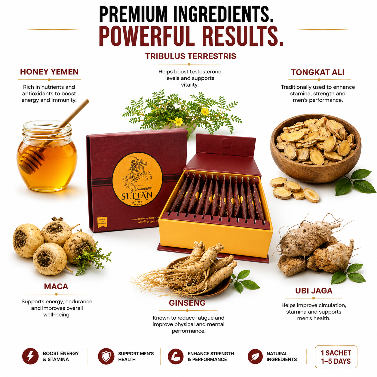 Sultan Honey Premium 1 BOX – 12 Sachets + FREE 3 Extra Sachets & FREE Shipping